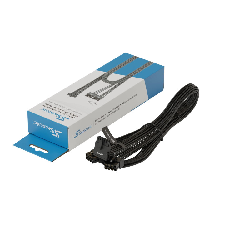 Модулен кабел Seasonic Modding Cable 600W Black 90 degree - PCIe 5.0 12VHPWR - SS-2x8P-90-12V-2x6-600-BK