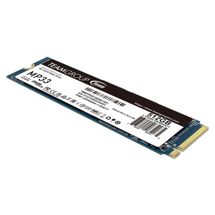 SSD диск SSD Team Group 512GB MP33 PRO, M.2 2280 NVMe, PCIe Gen3x4 - TM8FPD512G0C101