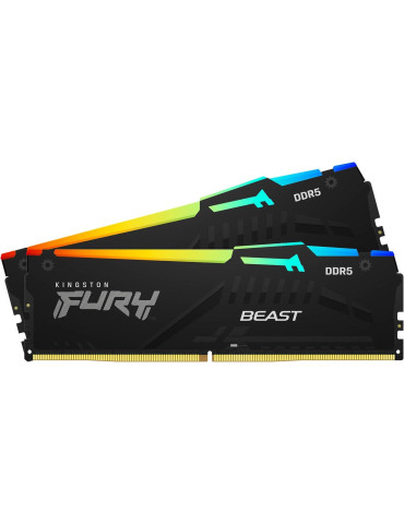RAM памет Kingston 64GB(2x32GB) 5200MHz DDR5 CL36 DIMM FURY Beast RGB EXPO - KF552C36BBEAK2-64