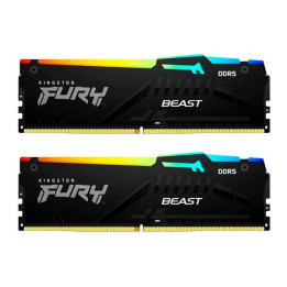 RAM памет Kingston 64GB(2x32GB) DDR5 DRAM 6000MHz CL36 Beast RGB EXPO RGB - KF560C36BBEAK2-64