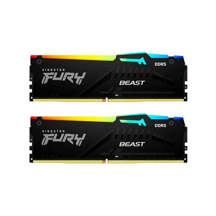 RAM памет Kingston 64GB(2x32GB) DDR5 DRAM 6000MHz CL36 Beast RGB EXPO RGB - KF560C36BBEAK2-64