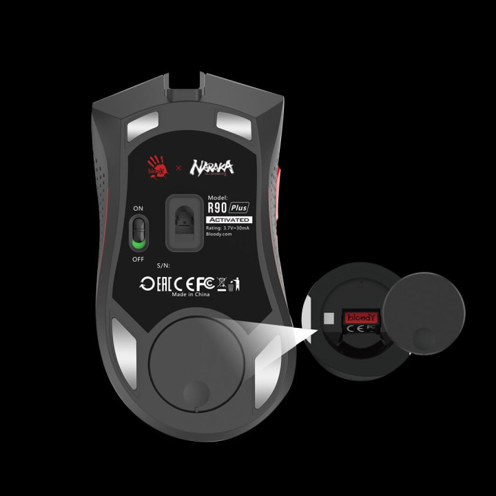Безжична геймърска мишка A4tech Bloody R90 Plus, 2.4 GHz, Black - A4-MOUSE-R90-PLUS