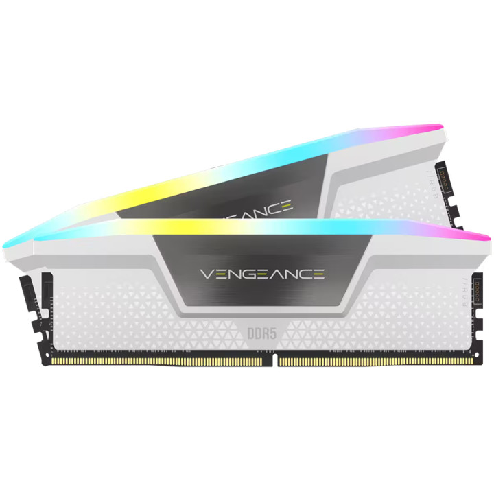 RAM памет Corsair 32GB(2x16GB) DDR5 6000MHz DIMM, Unbuffered, 36-36-36-76, Std PMIC, XMP 3.0, VENGEANCE RGB DDR5 White Heatspreader, Black PCB, 1.35V - CMH32GX5M2D6000C36W