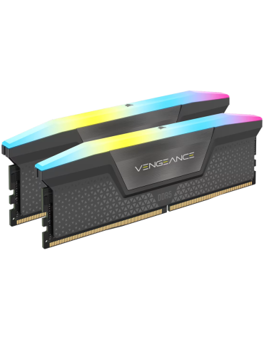 RAM памет Corsair 32GB(2x16GB) DDR5 5600MHz DIMM, Unbuffered, 36-36-36-76, Std PMIC, AMD EXPO, VENGEANCE RGB DDR5 Cool Grey Heatspreader, RGB LED, 1.25V - CMH32GX5M2B5600Z36K