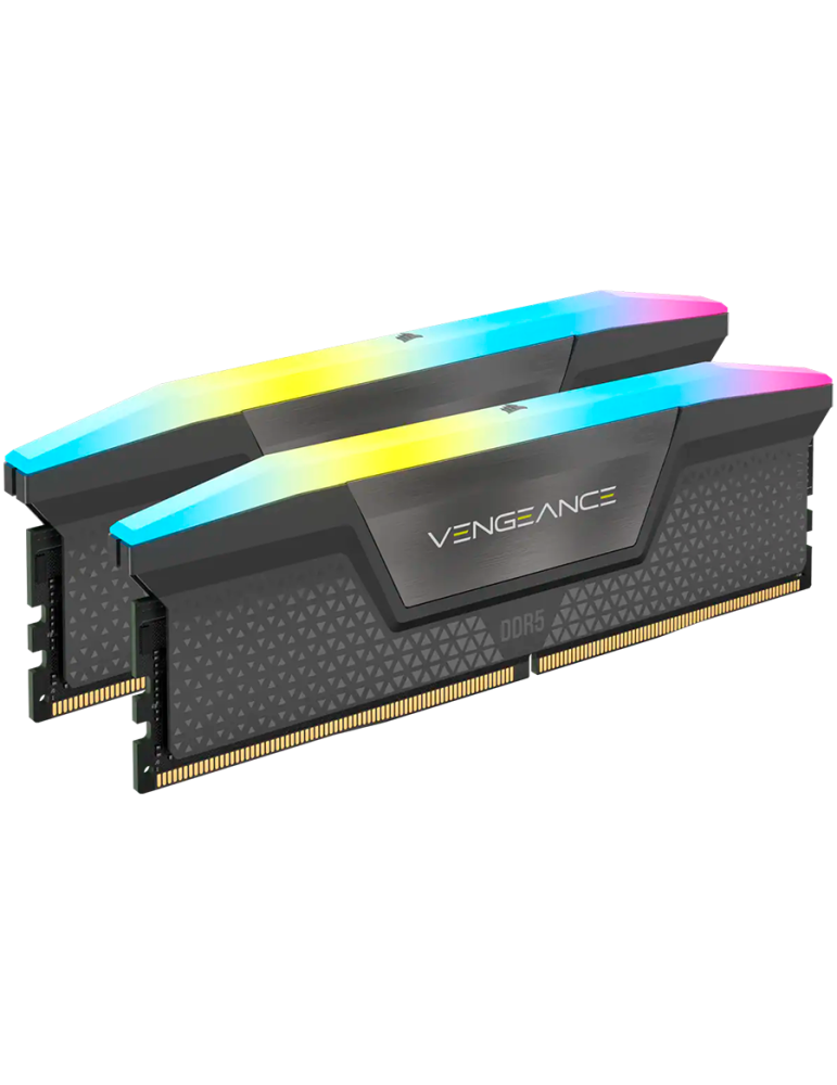 RAM памет Corsair 32GB(2x16GB) DDR5 6000MHz DIMM, Unbuffered, 30-36-36-76, Std PMIC, AMD EXPO, VENGEANCE RGB DDR5 Cool Grey Heatspreader, Black PCB, 1.4V - CMH32GX5M2B6000Z30K