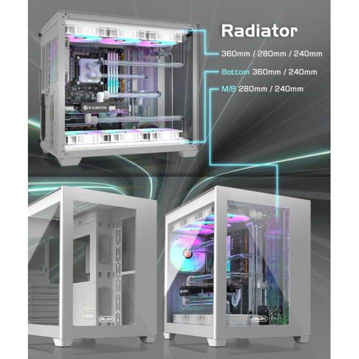 Кутия за компютър Raijintek PAEAN C7 WHITE TG4, ATX - 0R20B00235