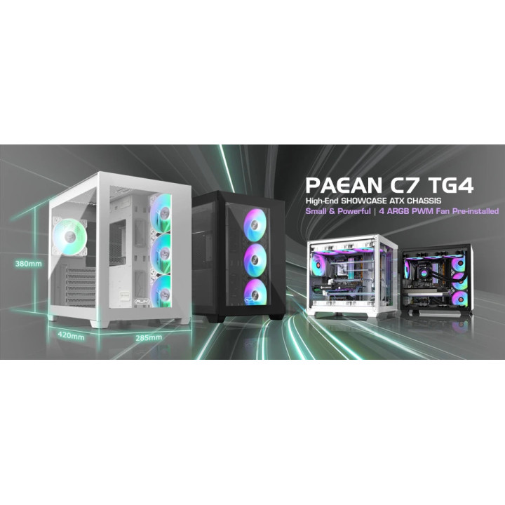 Кутия за компютър Raijintek PAEAN C7 WHITE TG4, ATX - 0R20B00235