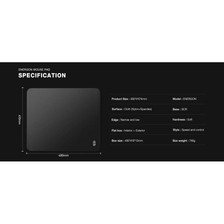 Професионален геймърски пад за мишка Lamzu Energon, SCR Base, 480 x 410 mm - LAMZU-ENERGON-BLK