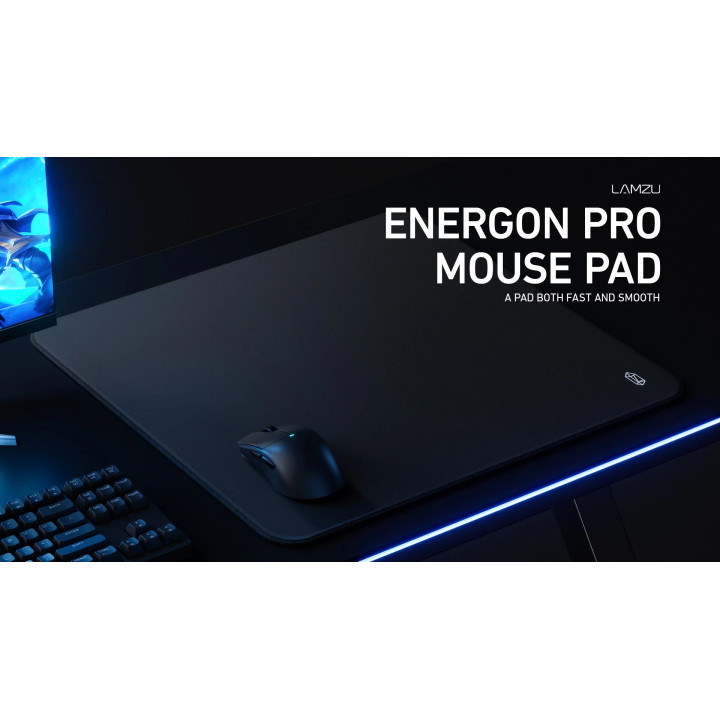 Професионален геймърски пад за мишка Lamzu Energon Pro, Japan Poron Base, 500 x 500 mm - LAMZU-ENERGON-PRO-BLK