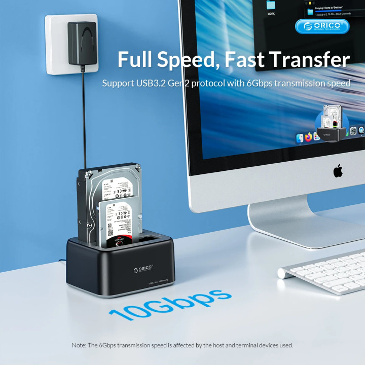 Докинг станция Orico HDD/SSD Dock - 2 BAY 2.5/3.5 USB-C/USB-A - 6829C3-V1