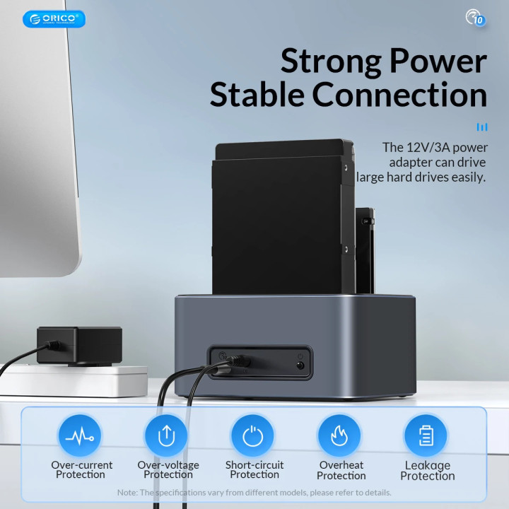 Докинг станция Orico HDD/SSD Dock - 2 BAY Offline Clone 2.5/3.5 USB-C/USB-A - 6626C3-C-V1 - 6626C3-C-V1