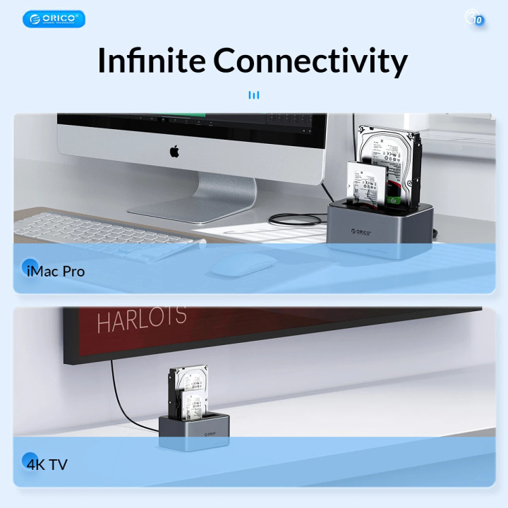Докинг станция Orico HDD/SSD Dock - 2 BAY Offline Clone 2.5/3.5 USB-C/USB-A - 6626C3-C-V1 - 6626C3-C-V1