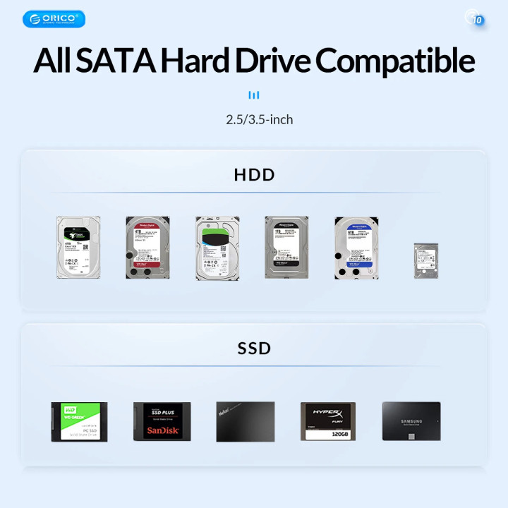 Докинг станция Orico HDD/SSD Dock - 2 BAY Offline Clone 2.5/3.5 USB-C/USB-A - 6626C3-C-V1 - 6626C3-C-V1