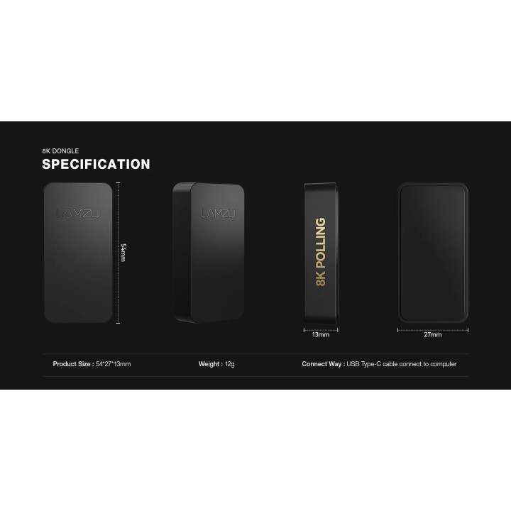 Приемник за мишка Lamzu 8K DONGLE - Black - LAMZU-8K-DONGLE-BK