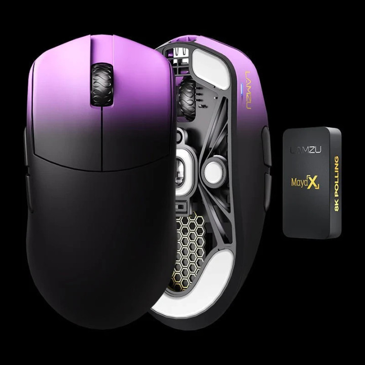 Професионална безжична геймърска мишка Lamzu MAYA X 8K, Purple Shadow - LAMZU-MAYA-X-PRP