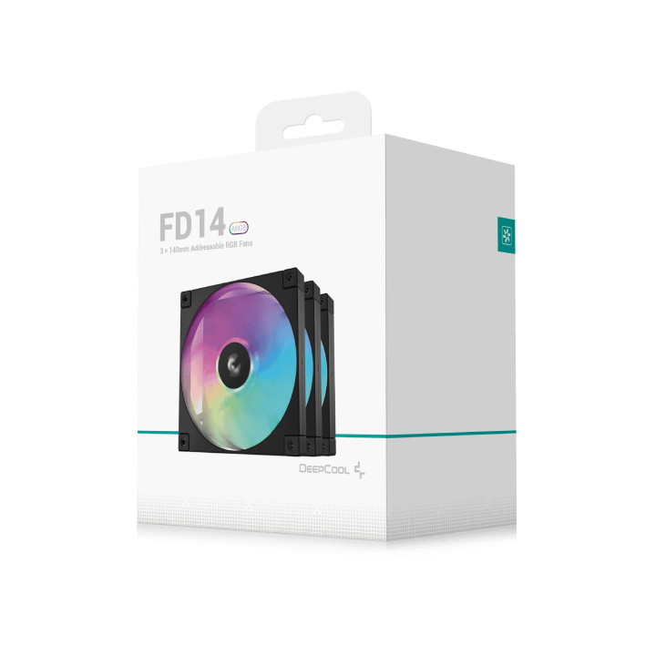 Комплект вентилатори DeepCool 3-in-1 3x140mm - FD14 Black, Addressable RGB - R-FD14-BKAPN3-G