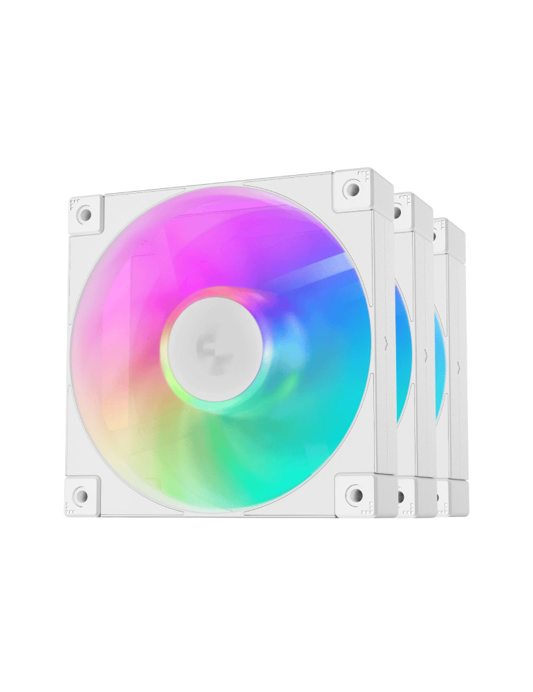 Комплект вентилатори DeepCool 3-in-1 3x120mm - FD12 White, Addressable RGB - R-FD12-WHAPN3-G
