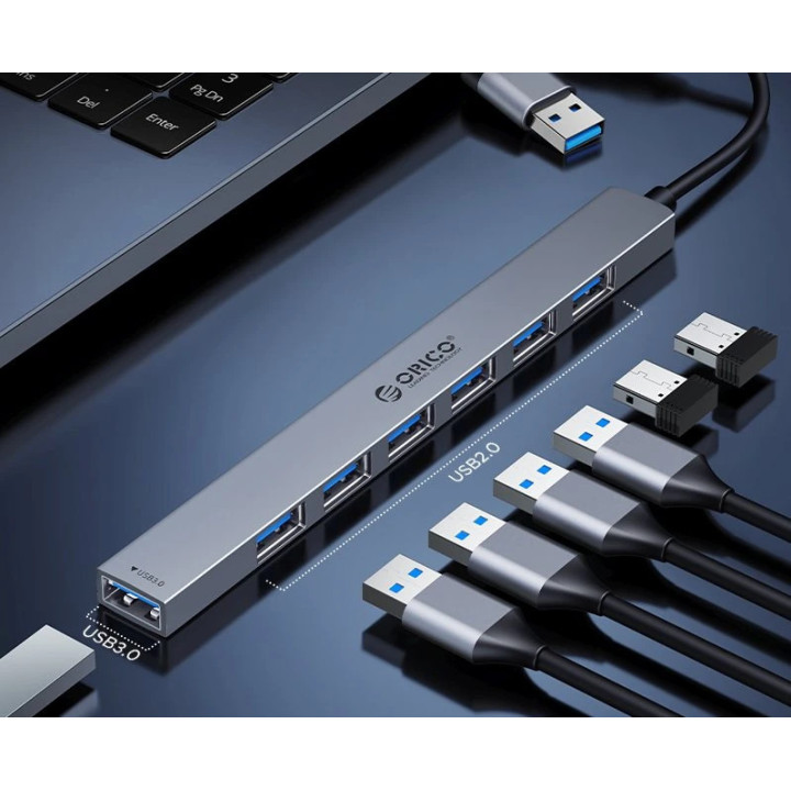 Хъб Orico USB-C/USB-A 7 port - USB3.0 x 1, USB2.0 x 6 - YSA2-U3-GY