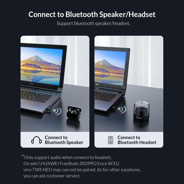 Bluetooth адаптер Orico 5.0 USB adapter, black - BTA-608-BK