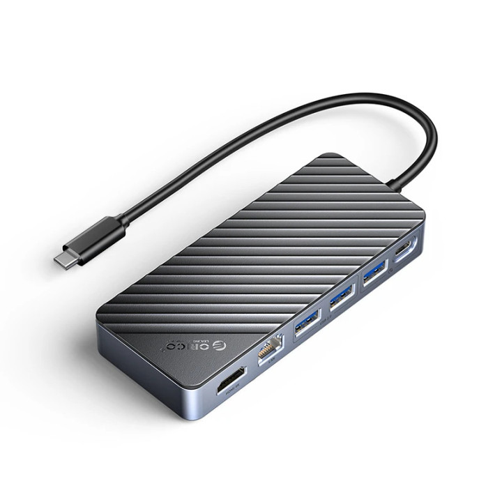 Докинг станция Orico M.2 SATA/NVMe - HDMI, USB3.2-A x 1, USB-C (10Gbps) x 1, USB-C (PD100W), USB2.0-A x 2, LAN - OM28PR-G2-BK