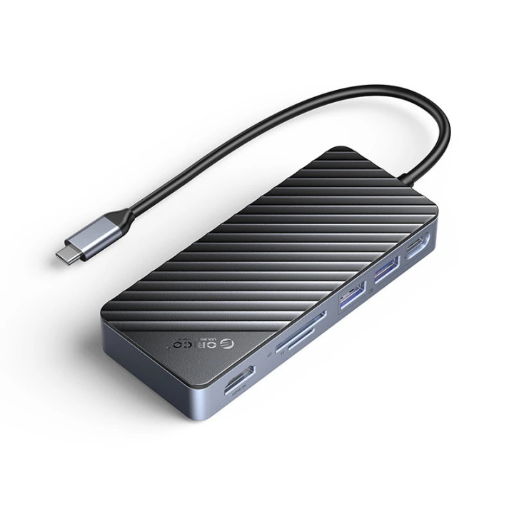 Докинг станция Orico M.2 SATA/NVMe - HDMI, USB3.2-A x 2, USB-C (10Gbps) x 1, USB-C (PD100W), SD/TF - OM28P-G2-BK