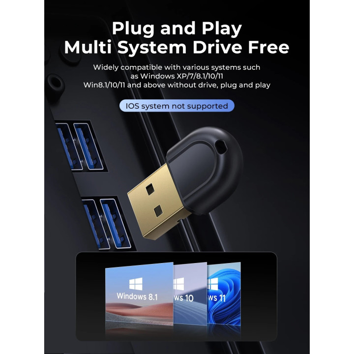 Bluetooth адаптер Orico 5.3 USB adapter, black - BTA-53-BK