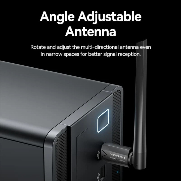 Безжичен адаптер Vention WiFi USB adapter Dual Band, 650Mbps, Black - KDTB0