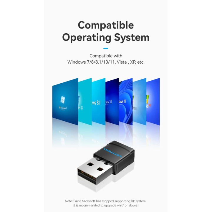 Безжичен адаптер Vention WiFi USB adapter, Black - KDRB0