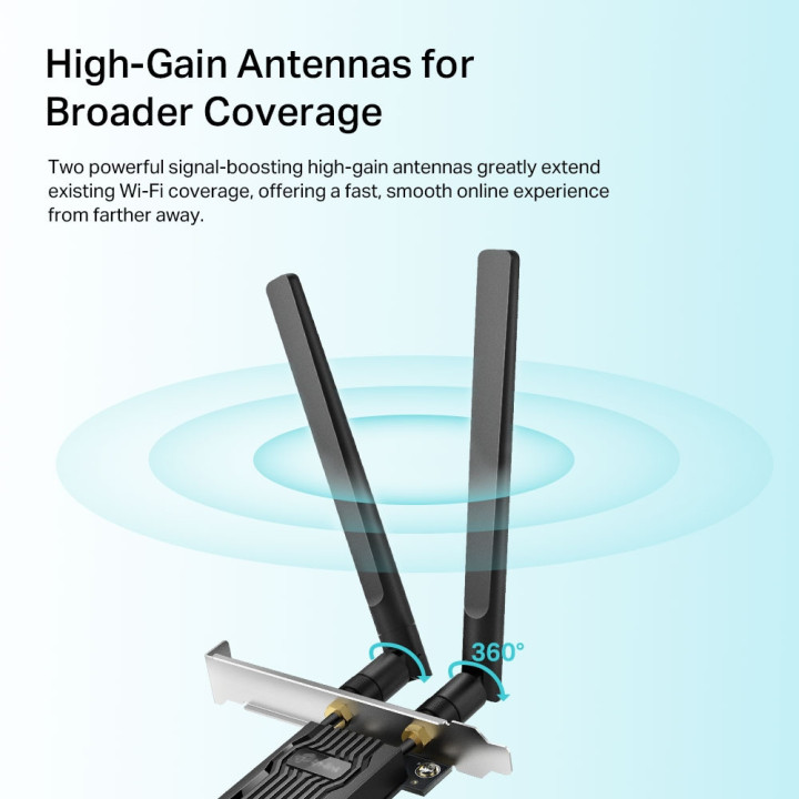 Безжичен PCIe адаптер TP-Link Archer TX20E AX1800, Wi-Fi 6, Bluetooth 5.2
