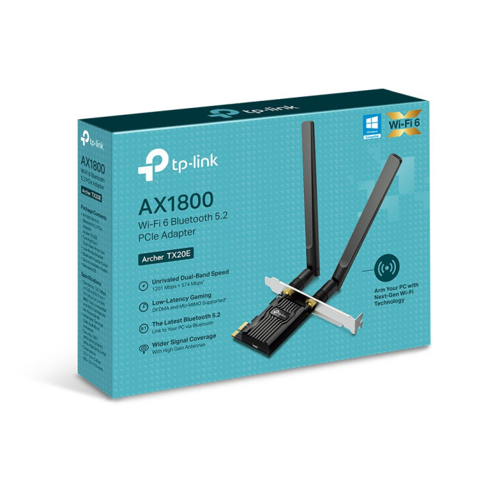 Безжичен PCIe адаптер TP-Link Archer TX20E AX1800, Wi-Fi 6, Bluetooth 5.2