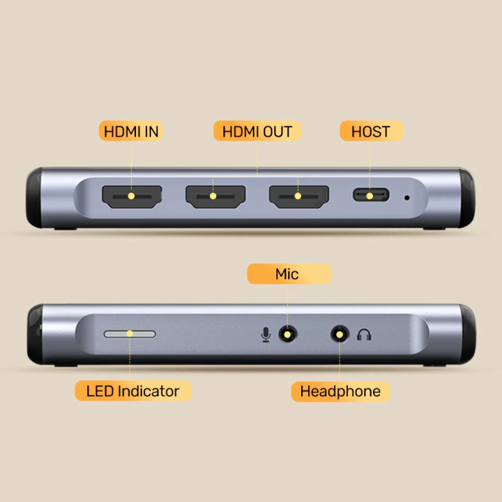 Външна кепчър карта Unitek Video Capture Card, 4K@60Hz, Aluminium - V1177AGY01
