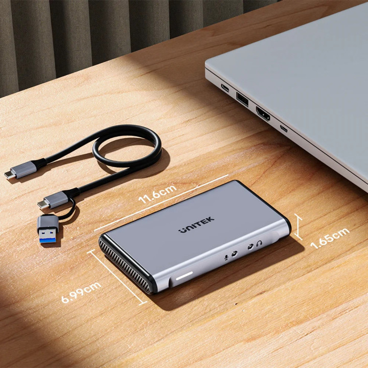 Външна кепчър карта Unitek Video Capture Card, 4K@60Hz, Aluminium - V1177AGY01