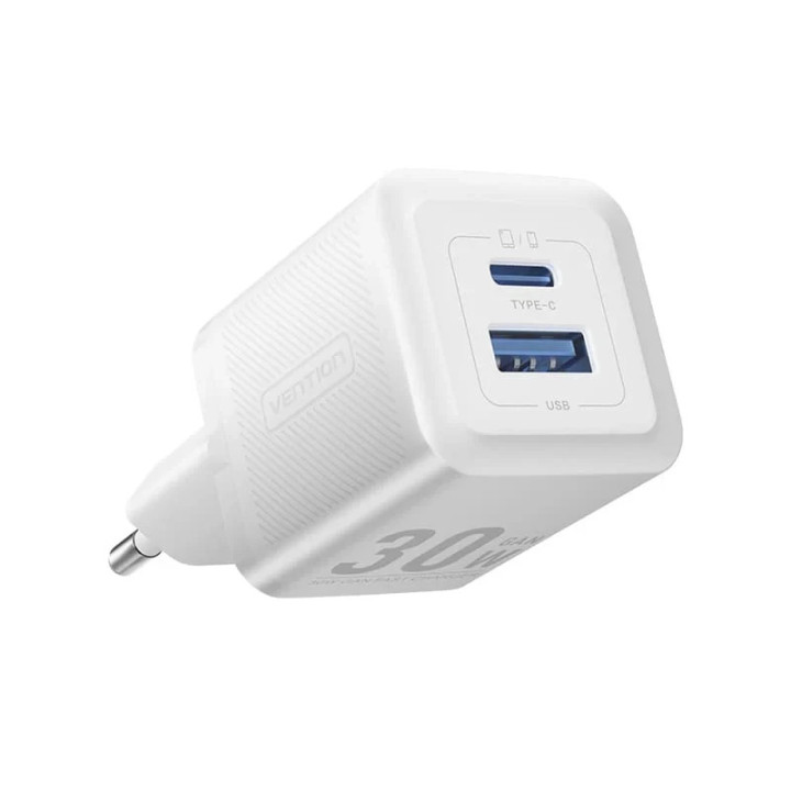 Зарядно за стена Vention Charger Wall GaN - QC3.0   Power Distribution Type-C 30W - FEQW0-EU