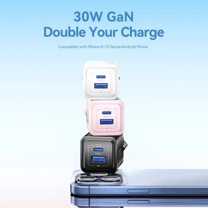 Зарядно за стена Vention Charger Wall GaN - QC3.0   Power Distribution Type-C 30W - FEQW0-EU