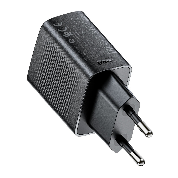 Универсално зарядно за стена Acefast Charger Wall GaN PD 30W - A98 - USB-C x 1, USB-A x 1, Black - ACEFAST-A98-BK