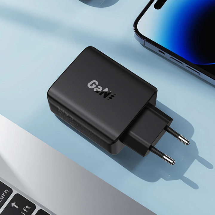 Универсално зарядно за стена Acefast Charger Wall GaN PD45W - A61 - USB-C x 2, USB-A x 2, Black - ACEFAST-A61-BK