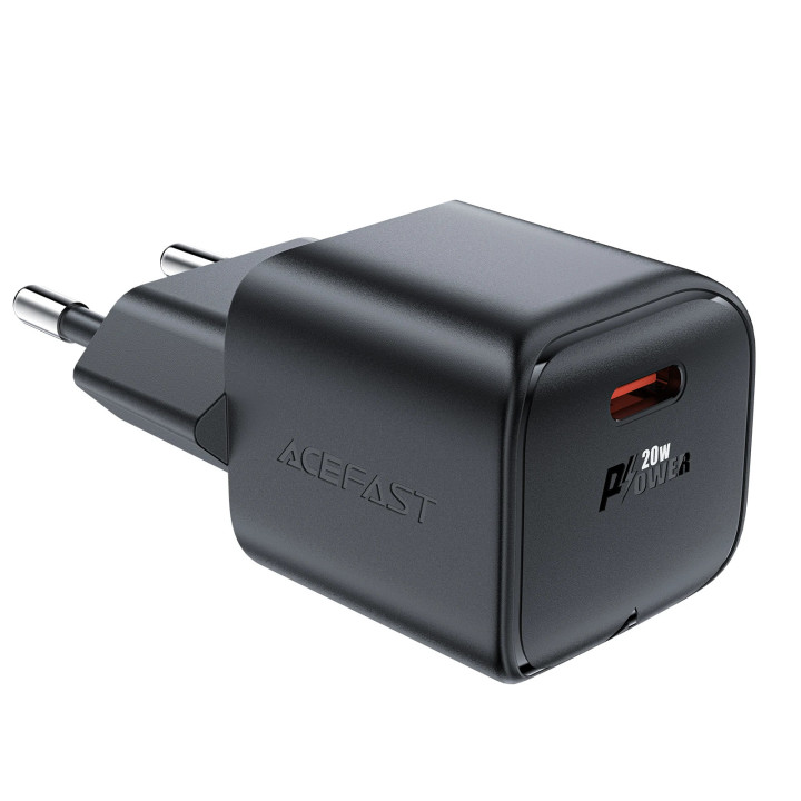 Универсално зарядно за стена Acefast Charger Wall GaN PD20W - A73 Mini - USB-C x 1, Black - ACEFAST-A73-MINI-BK