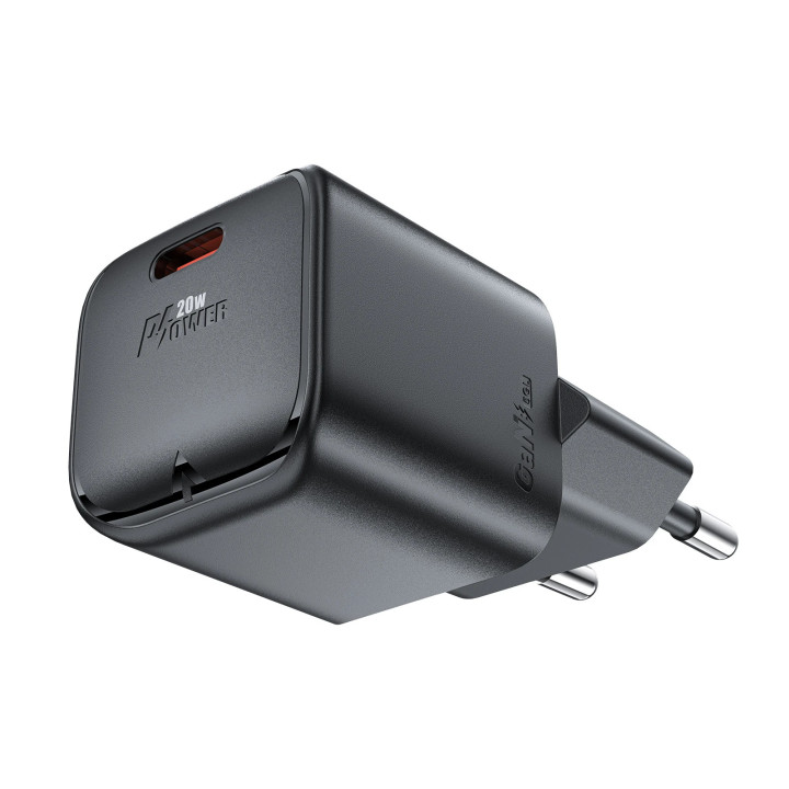 Универсално зарядно за стена Acefast Charger Wall GaN PD20W - A73 Mini - USB-C x 1, Black - ACEFAST-A73-MINI-BK