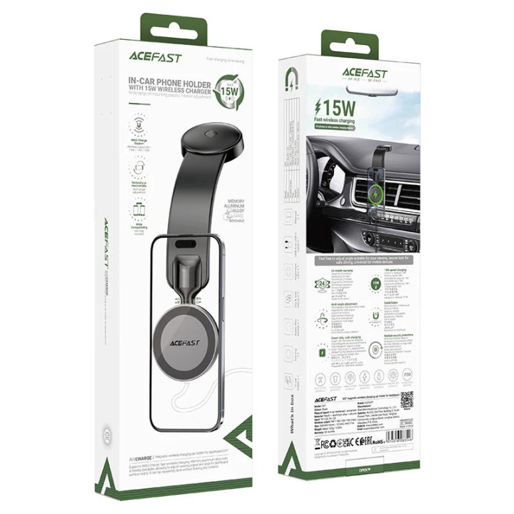 Стойка за телефон за кола Acefast Car phone holder - Magnetic Charging, 360 degree - D37 Black - ACEFAST-D37-BK