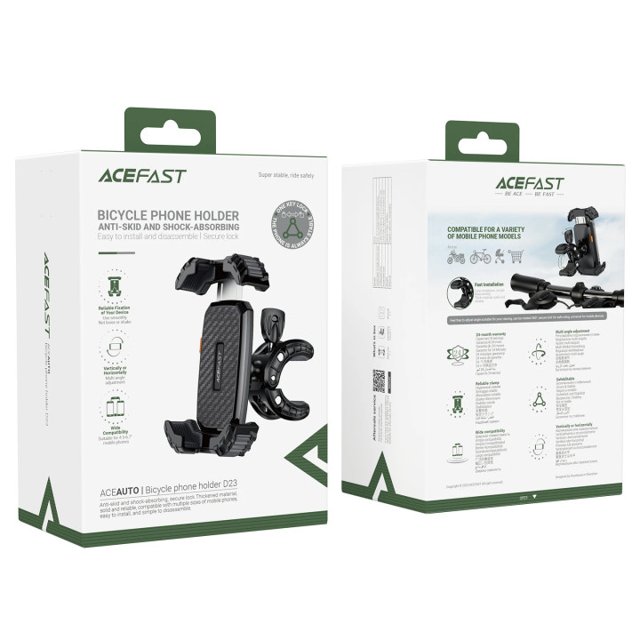 Стойка за телефон за колело Acefast Bicycle phone holder - Anti-skid, Shock-Absorbing - D23 - Black - ACEFAST-D23-BK