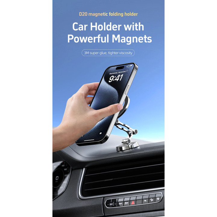Стойка за телефон за кола Acefast Car phone holder - Metal, Magnetic Ring, 360 deg - D20 - Grey - ACEFAST-D20-GR
