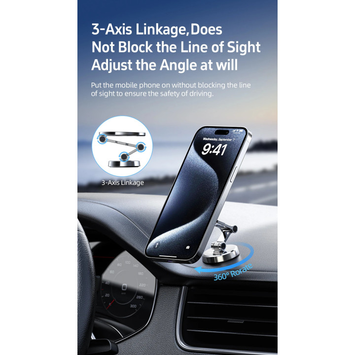 Стойка за телефон за кола Acefast Car phone holder - Metal, Magnetic Ring, 360 deg - D20 - Grey - ACEFAST-D20-GR