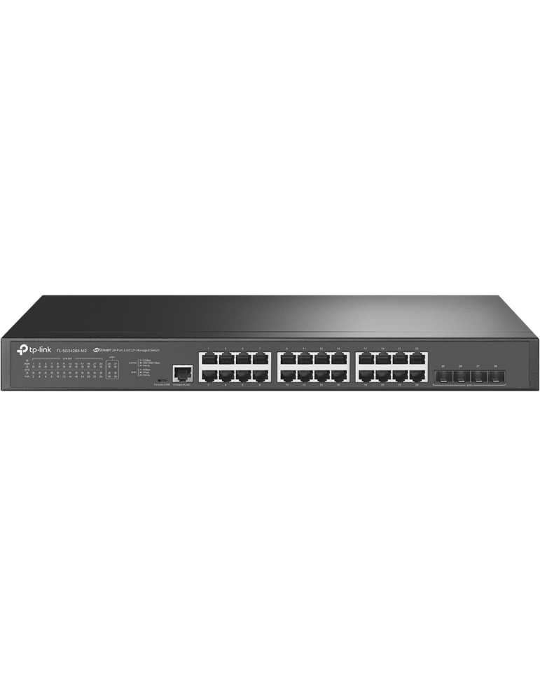 24-портов комутатор TP-Link TL-SG3428X-M2 JetStream 2.5GBASE-T L2  управляван с 4 10GE SFP  слота - SG3428X-M2