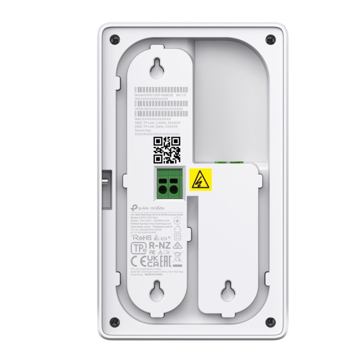 БезжичнаТочка за достъп за стенен монтаж TP-Link Omada EAP615GP-Wall GPON WiFi 6 AX1800