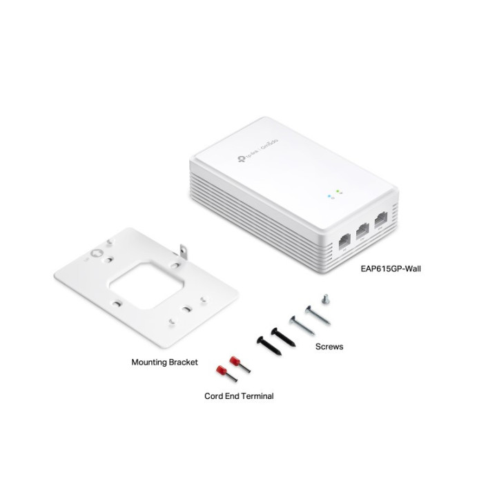 БезжичнаТочка за достъп за стенен монтаж TP-Link Omada EAP615GP-Wall GPON WiFi 6 AX1800