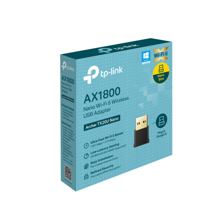 Безжичен USB 2-лентов адаптер TP-Link Archer TX20U Nano AX1800