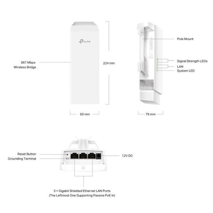 ВъншнаТочка за достъп TP-LINK EAP211-Bridge KIT Indoor/Outdoor