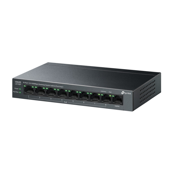 Комутатор TP-Link LS109P 9-портов 10/100Mbps с 8-портов PoE 