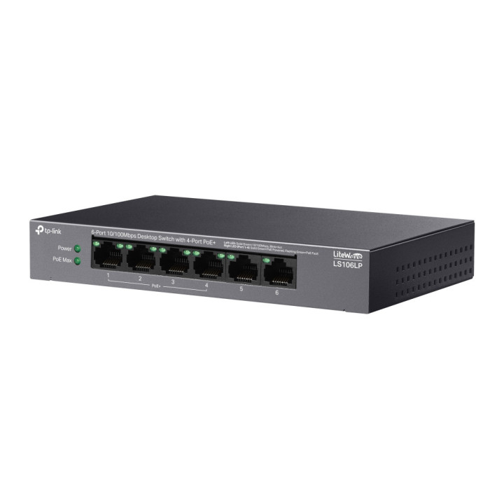 Комутатор TP-Link LS106LP 6-портов 10/100 Mbps с 4-портов PoE 