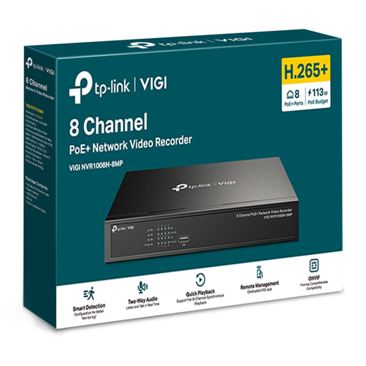 Мрежови видео рекордер TP-Link VIGI NVR1008H-8MP 8-канален PoE 